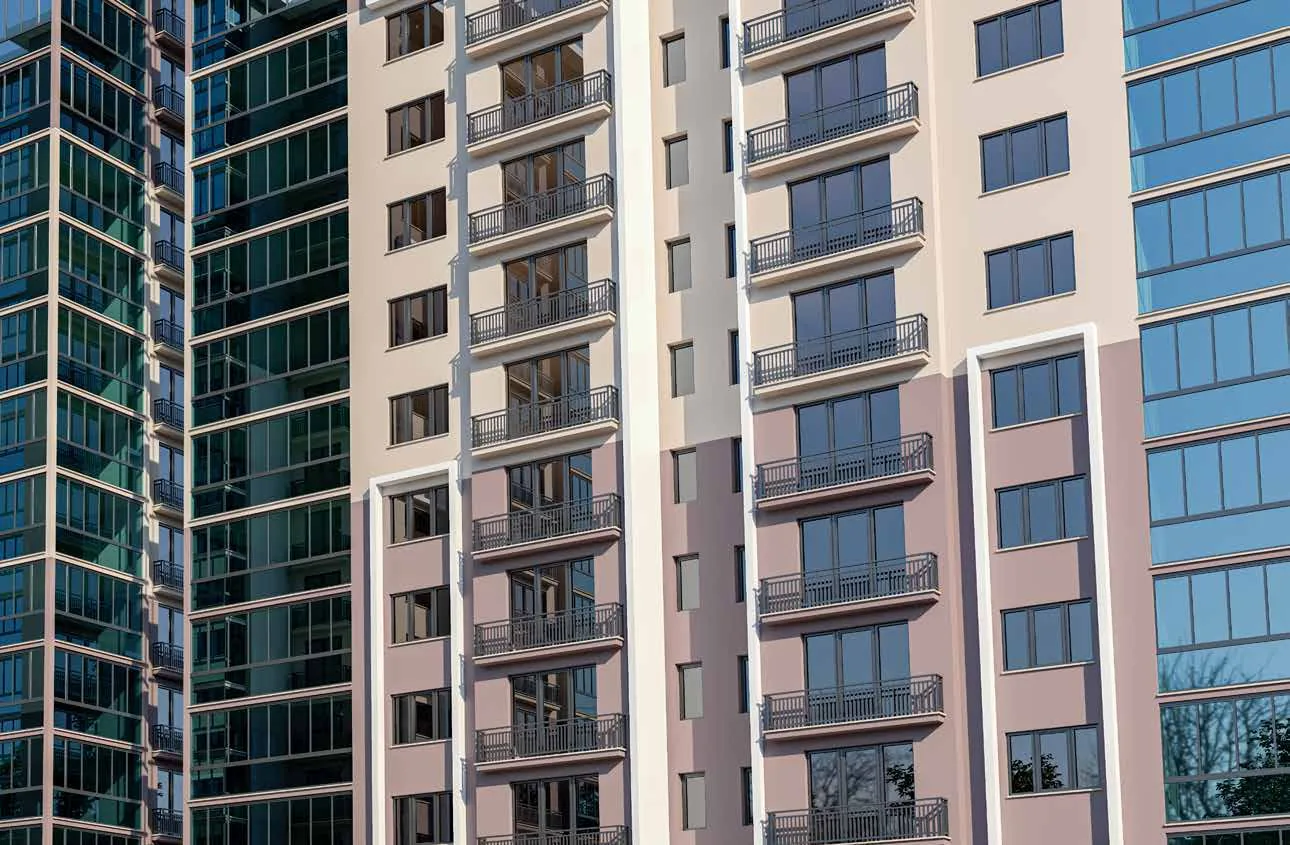 Yüksek katlı konutta bazalı camlı balkon korkulukları